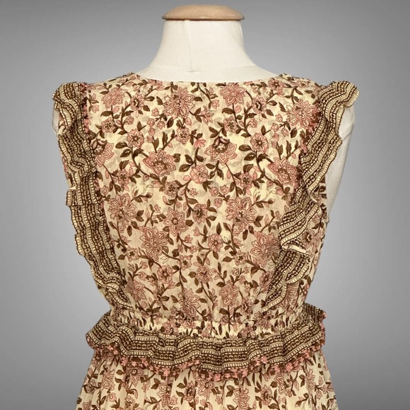 By the River Womens Dress M Ivory Punk Ditsy Floral Midi Cottagecore‎ Peasant - Picture 7 of 14